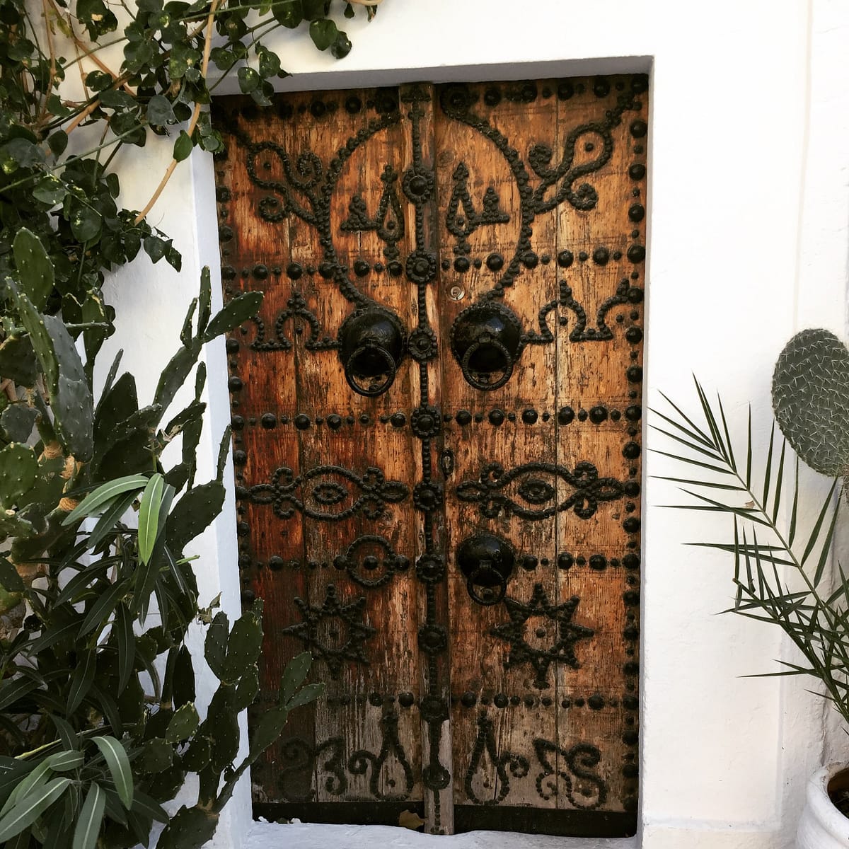 Puertas tradicionales de colores en la medina de Túnez